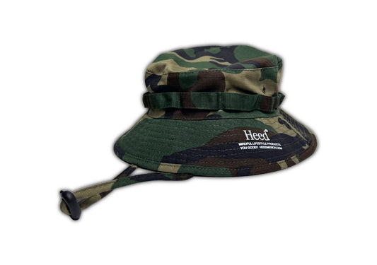 UVShield Boonie Hat - Outdoor headwear with 10cm height and 6cm brim for UV protection, made from 60% cotton and 40% polyester, featuring adjustable chin strap and vent holes from your Mental Health Streetwear Clothing Brand.