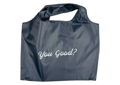 Nylon shopper that folds into it`s own pouch. Mental Health and Self Care Streetwear Clothing Brand.