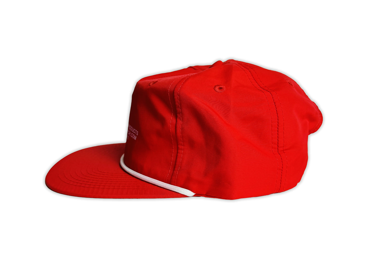 RapidDry FlexCap: Lightweight Quick-Dry Baseball Cap with Adjustable Snapback and Vintage Style - Front view of red cap with white logo detailing, featuring a flat peak design.