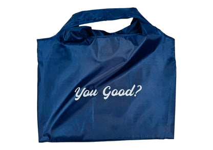 Nylon shopper that folds into it`s own pouch. Mental Health and Self Care Streetwear Clothing Brand.