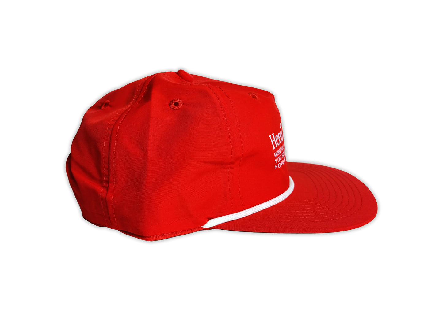 RapidDry FlexCap: Lightweight Quick-Dry Baseball Cap with Adjustable Snapback and Vintage Style - Front view of red cap with white logo detailing, featuring a flat peak design.